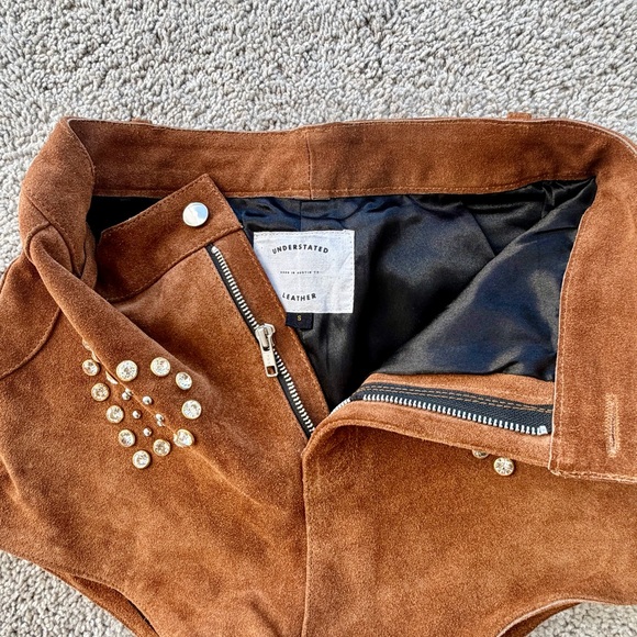 UNDERSTATED LEATHER Dimestone Cowgirl Wanted Shorts In Brown Sz Small - Picture 4 of 6